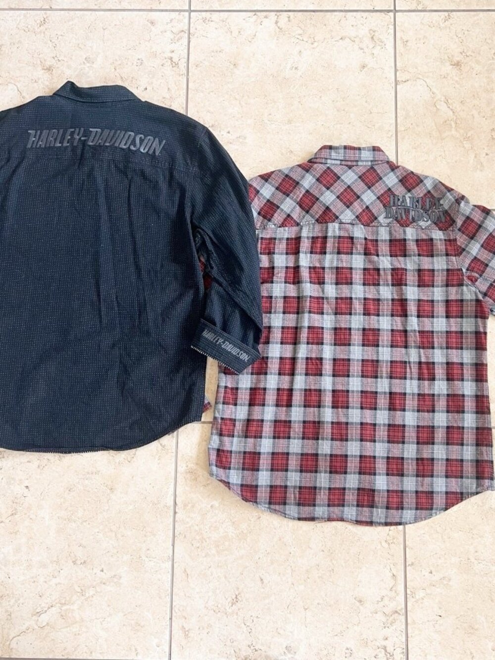 Two Harley Davidson XL Plaid Long Sleeve Button Up Shirts Genuine Motorclothes - Picture 2 of 16